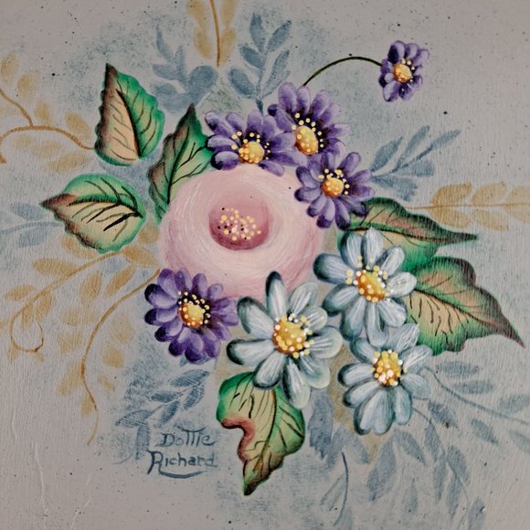 Hand-Painted Wood Folk Art Wooden Decorative Plate Signed - Picture 2 of 4